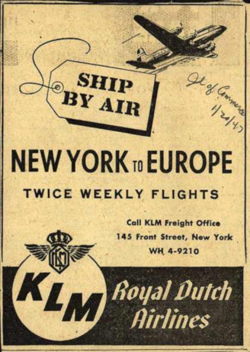 Klm Dc3 Newyork Vintage Retro Advert Ads A4 Photo Print