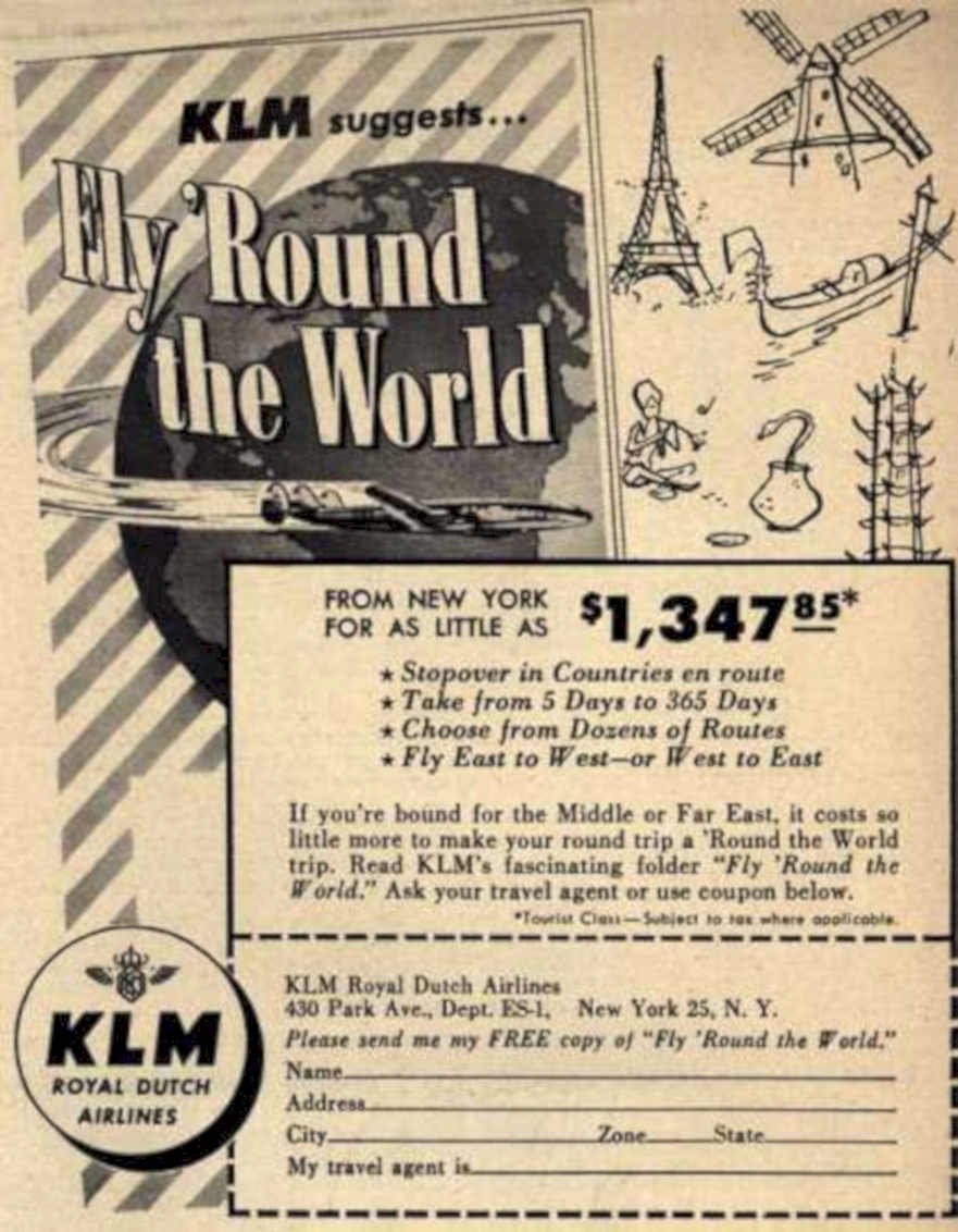 Klm Globe Route Vintage Retro Advert Ads A4 Photo Print