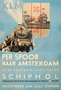 Klm Schiphol Train Vintage Retro Advert Poster A4 Photo Print