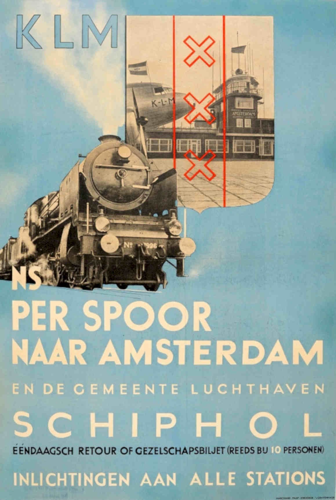 Klm Schiphol Train Vintage Retro Advert Poster A4 Photo Print