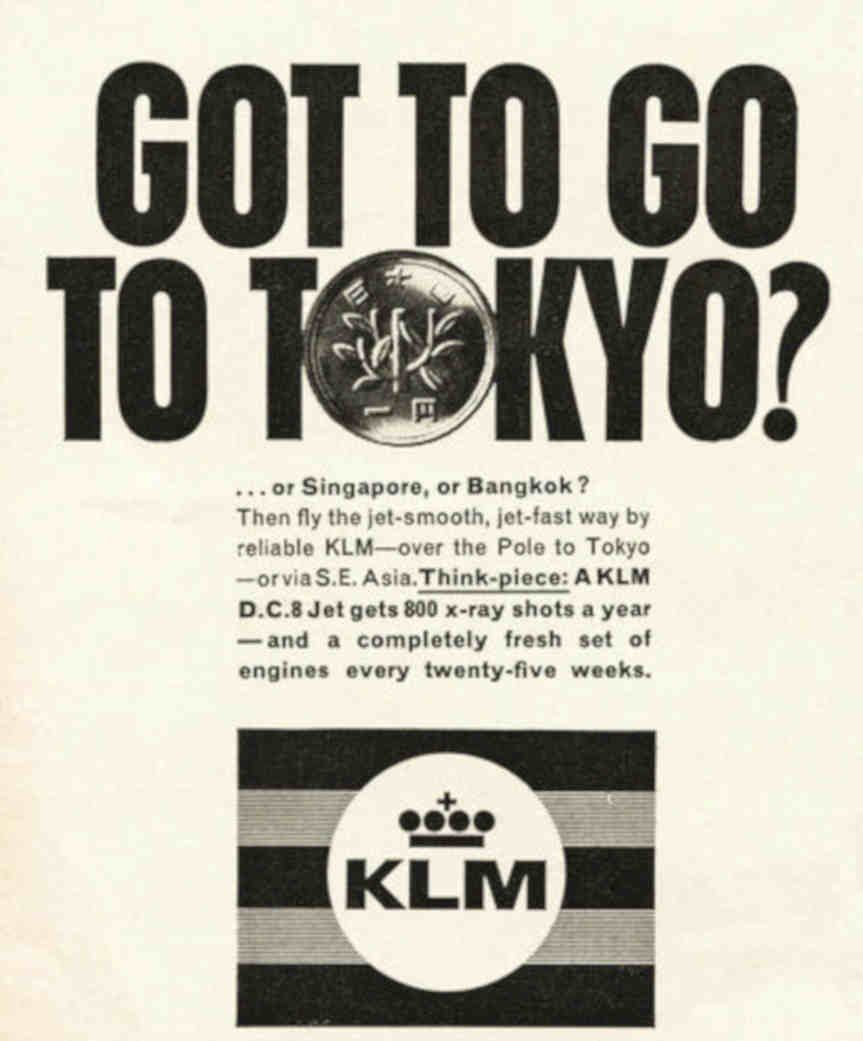 Klm Tokyo Yen Vintage Retro Advert Poster A4 Photo Print