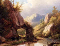 Klombeck Johann Bernhard A Mountain Valley With A Peasant And Cattle Passing Along A Stream A4 Photo Print