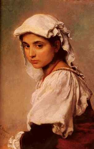 Knaus Ludwig A Portrait Of A Tyrolean Girl A4 Photo Print