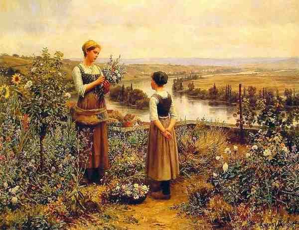 Knight Daniel Ridgeway Picking Flowers A4 Photo Print