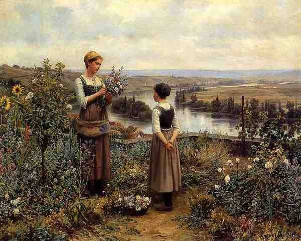 Knight Daniel Ridgway Picking Flowers A4 Photo Print