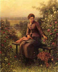 Knight Daniel Ridgway Seated Girl With Flowers A4 Photo Print