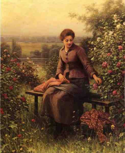 Knight Daniel Ridgway Seated Girl With Flowers A4 Photo Print