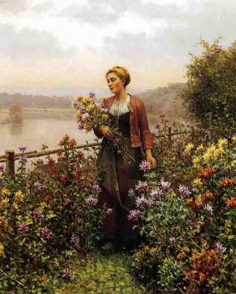 Knight Daniel Ridgway Woman In A Garden A4 Photo Print