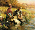 Knight Daniel Ridgway Women Washing Clothes By A Stream A4 Photo Print
