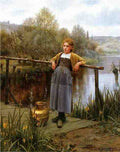 Knight Daniel Ridgway Young Girl By A Stream A4 Photo Print