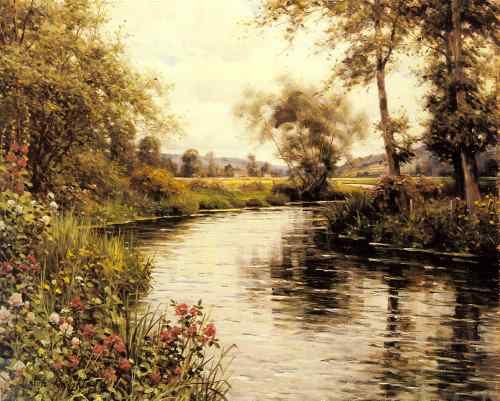 Knight Louis Aston Flowers In Bloom By A River A4 Photo Print