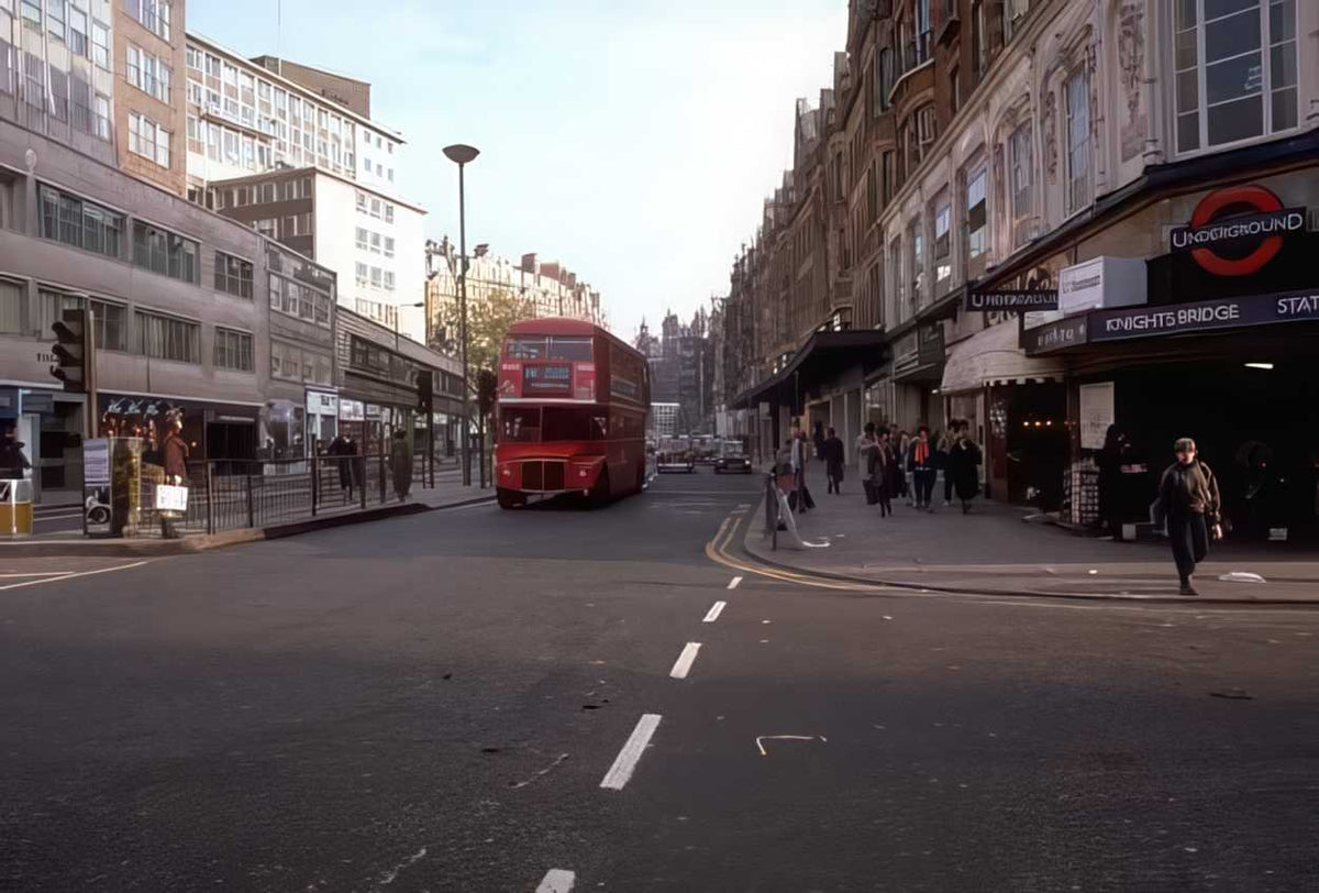 Knightsbridge Underground Bus A4 Photo Print