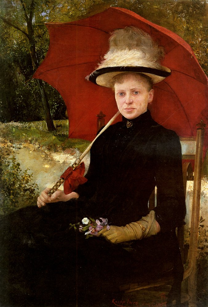 Knopp Imre The Red Parasol Art A4 Photo Print