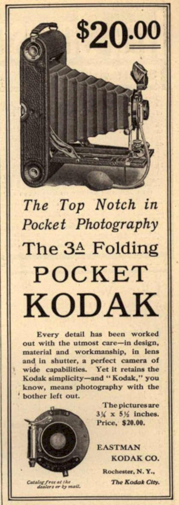Kodak 3a Camera Vintage Retro Advert Ads A4 Photo Print