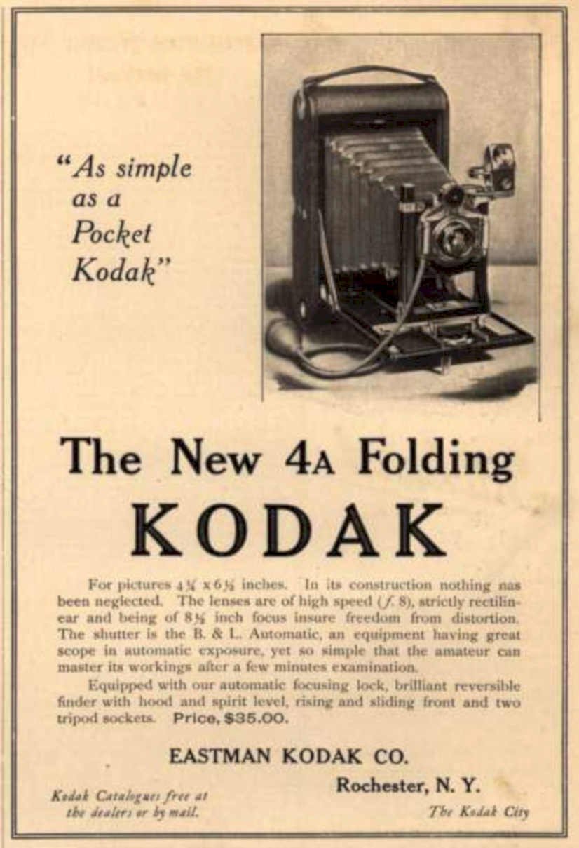 Kodak 4a Folding Vintage Retro Advert Ads A4 Photo Print