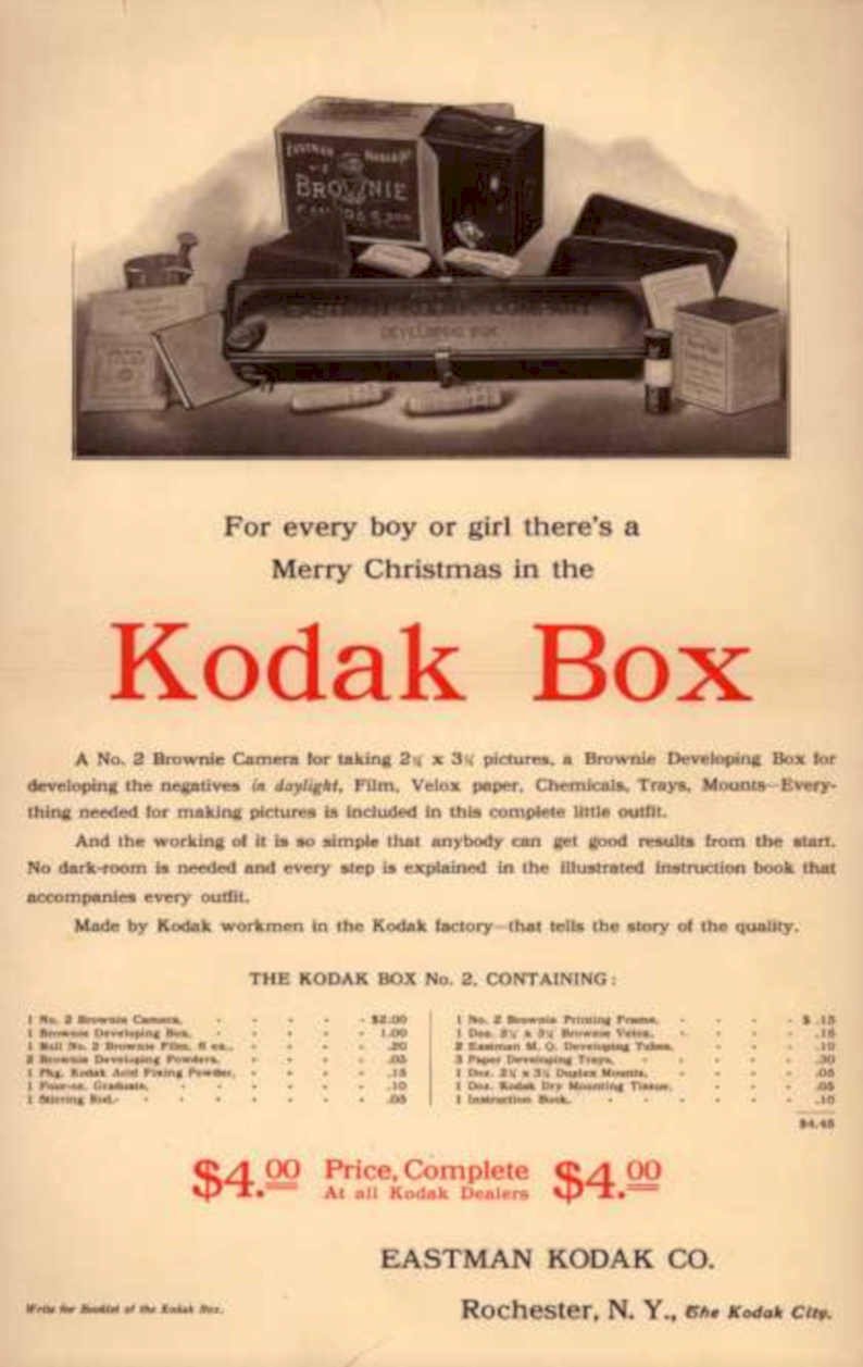 Kodak Box 1900s Vintage Retro Advert Ads A4 Photo Print