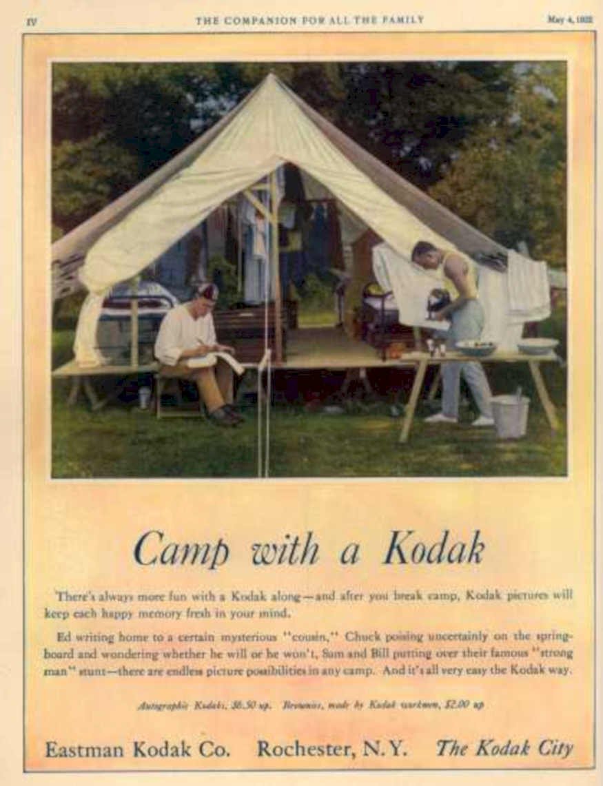 Kodak Camp 1922 Vintage Retro Advert Ads A4 Photo Print