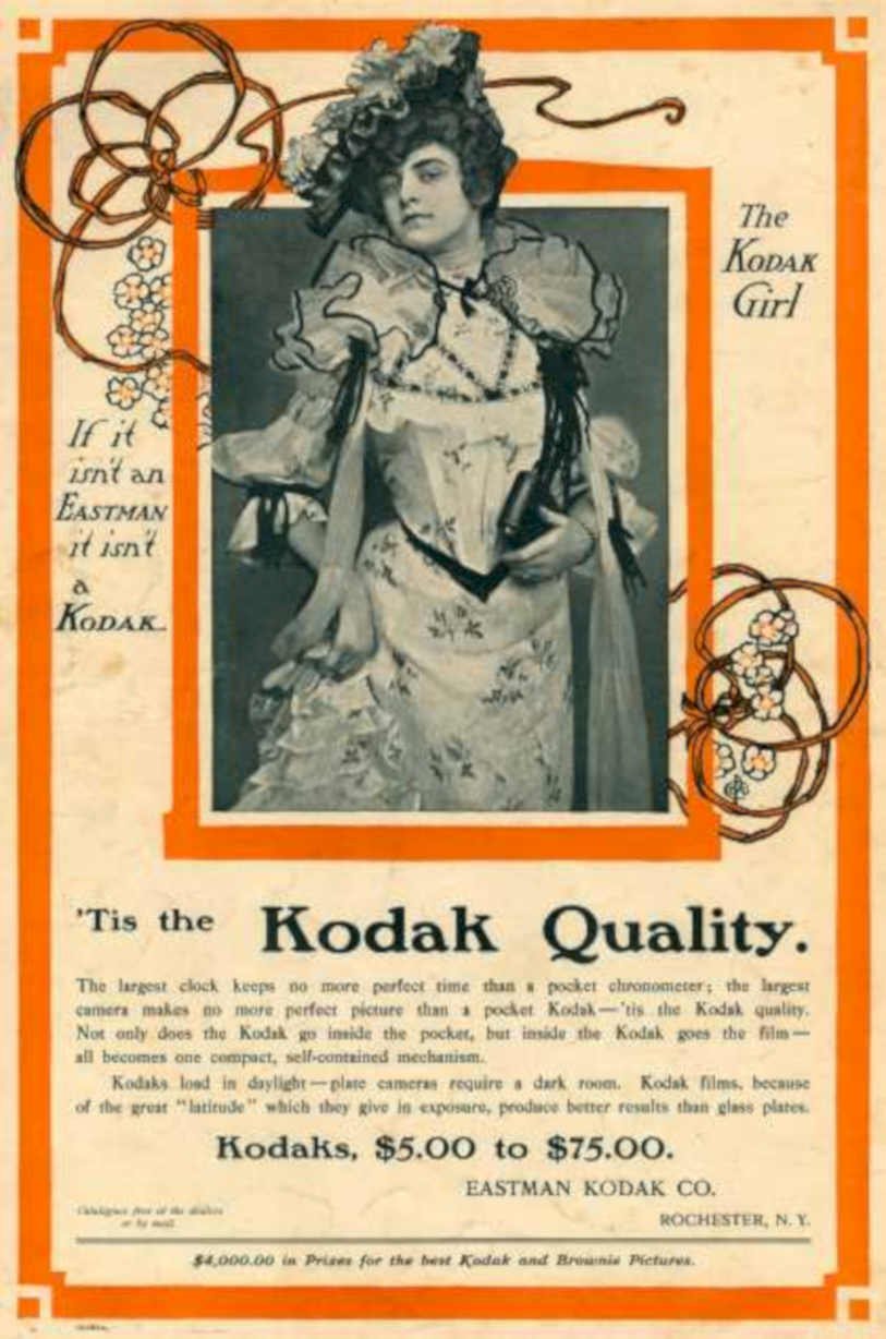 Kodak Girl 1890s Vintage Retro Advert Ads A4 Photo Print
