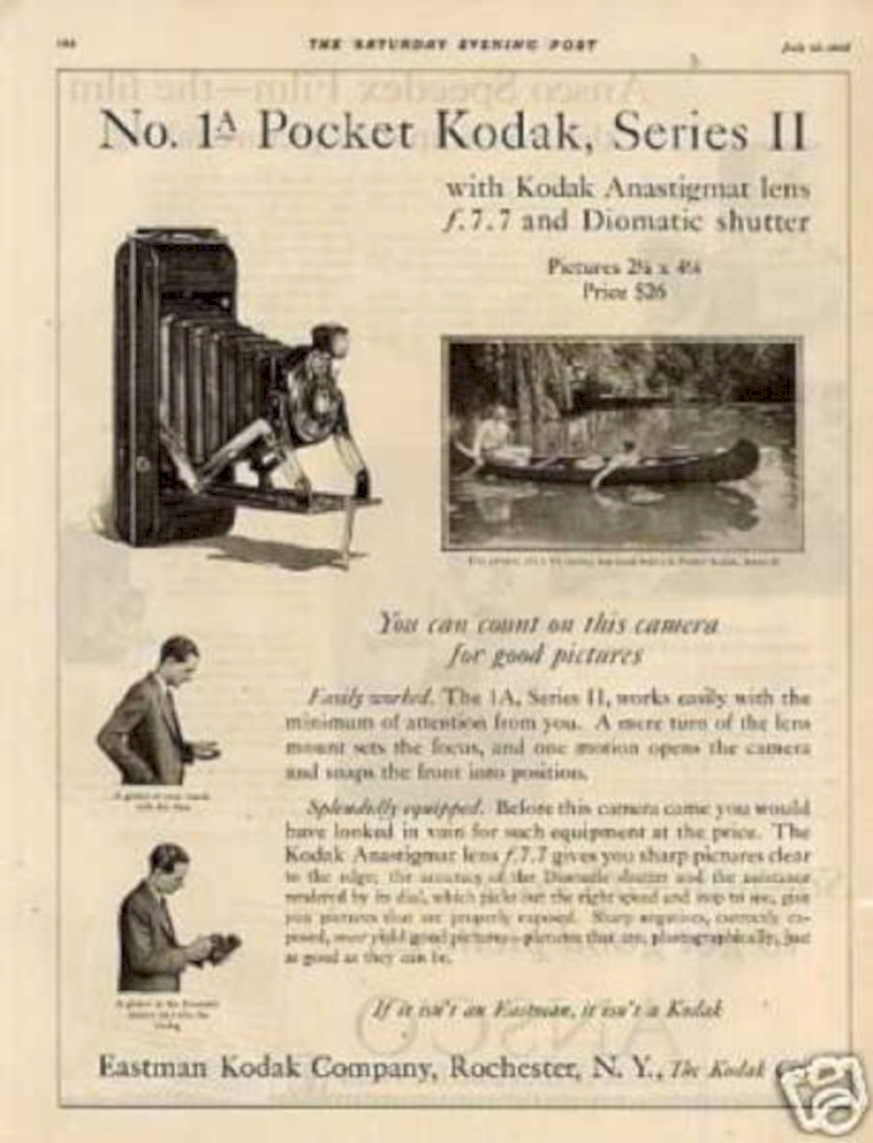 Kodak Pocket Canoe Vintage Retro Advert Ads A4 Photo Print