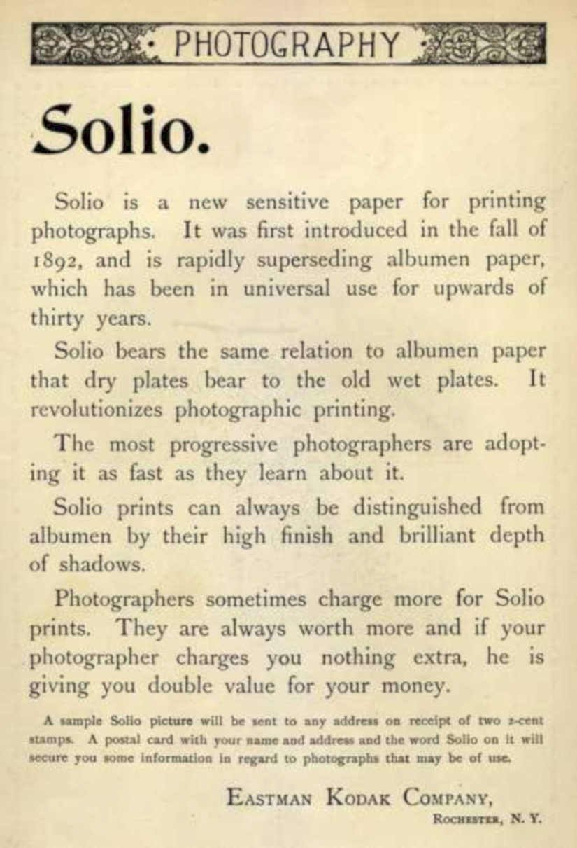 Kodak Solio Paper Vintage Retro Advert Ads A4 Photo Print