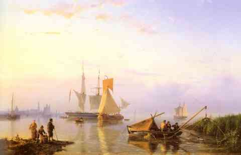 Koekkoek Hermanus Shipping In A Calm Amsterdam A4 Photo Print