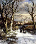 Koekkoek Johannes Hermanus Barend Figures On A Snowy Road A4 Photo Print