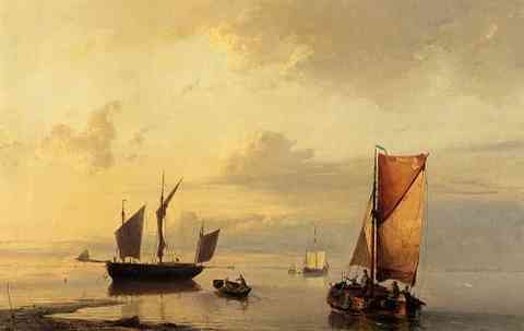 Koekkoek Johannes Hermanus Barend Shipping In A Calm A4 Photo Print