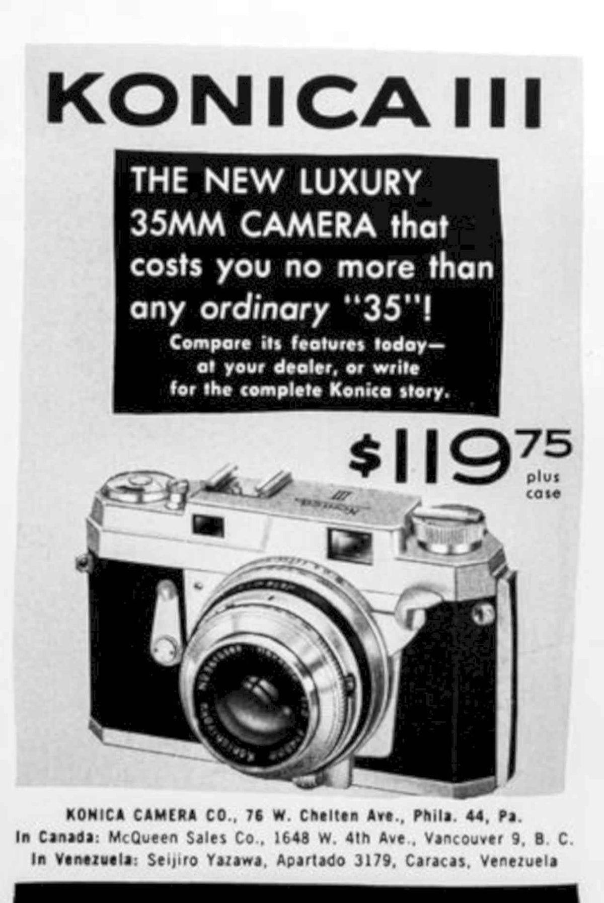 Konica Iii Camera 2 Vintage Retro Advert Poster A4 Photo Print