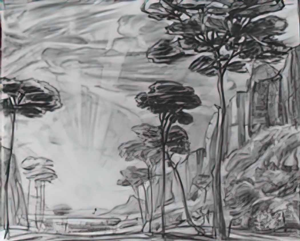 Konstantin Bogaevsky landscape with tall trees Art A4 Photo Print