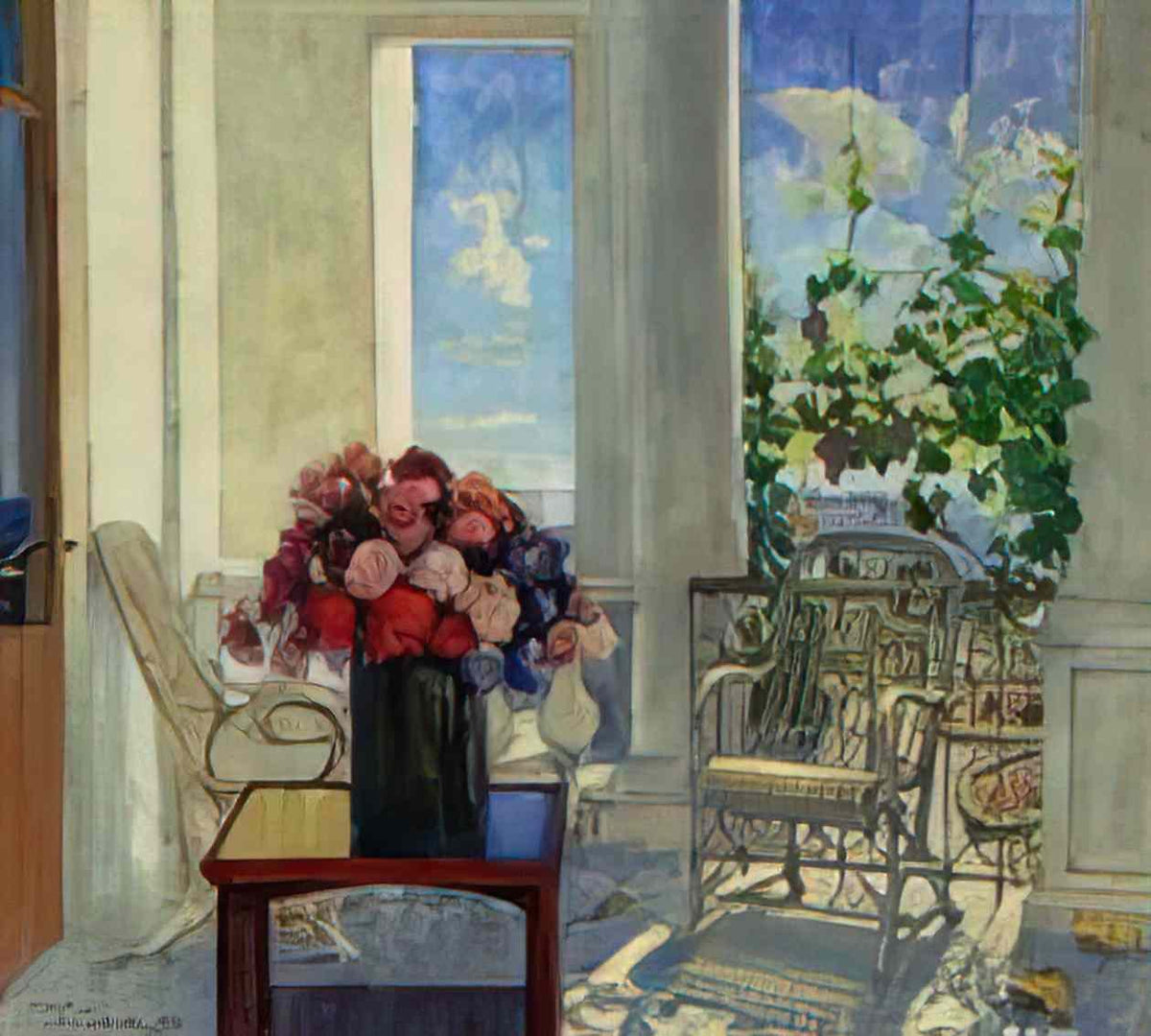 Konstantin Gorbatov flowers on the veranda Art A4 Photo Print