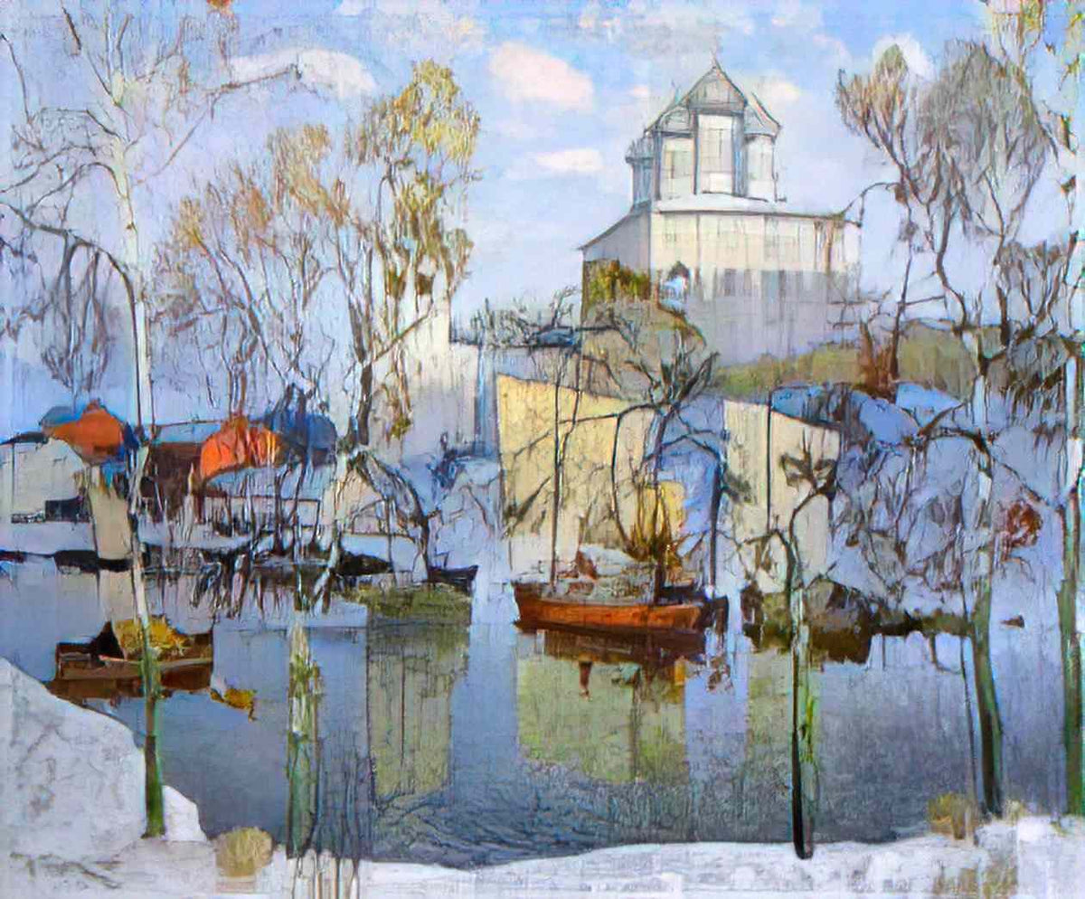 Konstantin Gorbatov anchored boats Art A4 Photo Print