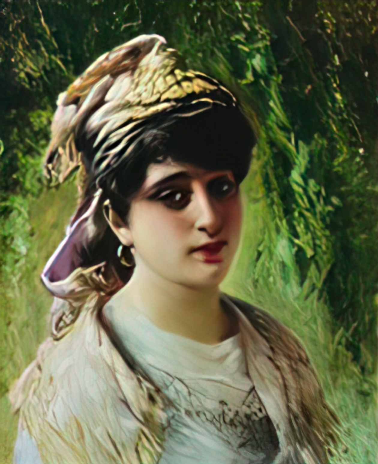 Konstantin Makovsky parisienne in pearl necklace Art A4 Photo Print
