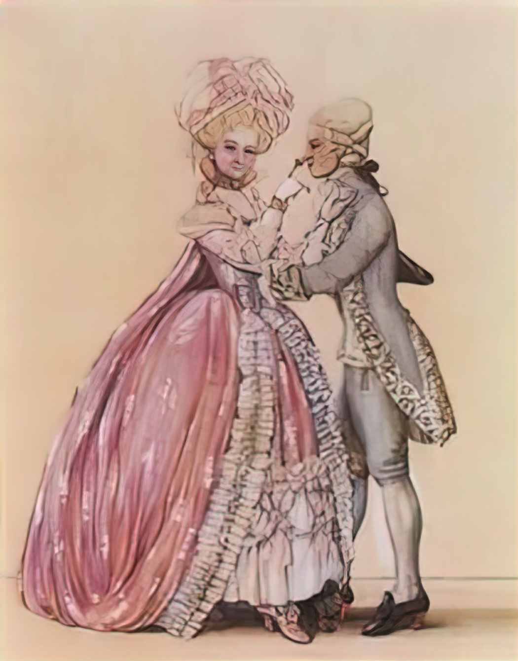 Konstantin Somov how dressed in the old days lady and cavalier Art A4 Photo Print