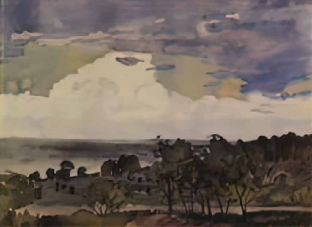 Konstantin Somov landscape with lake Art A4 Photo Print
