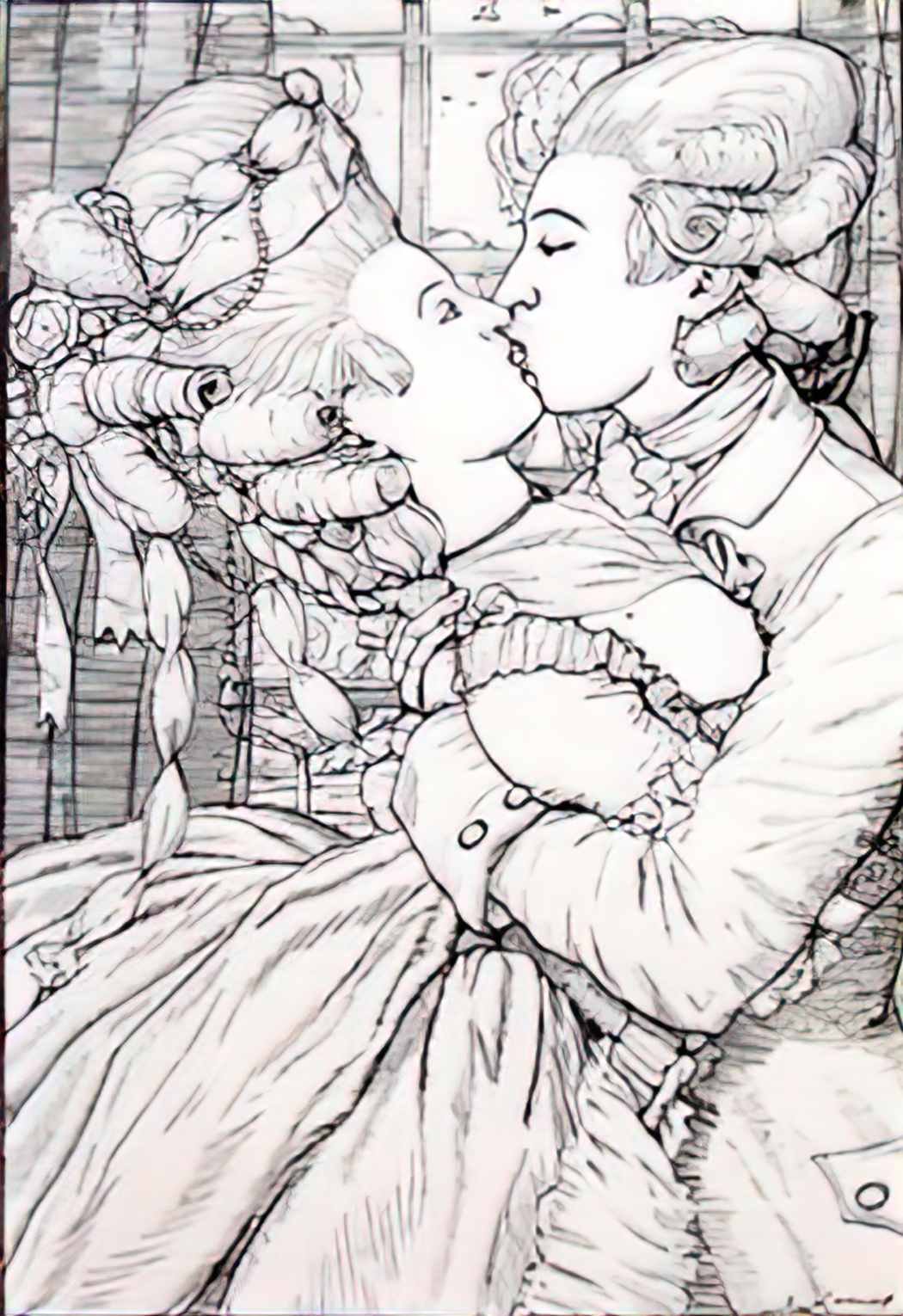 Konstantin Somov the kiss illustration to the book of the marquise Art A4 Photo Print UK