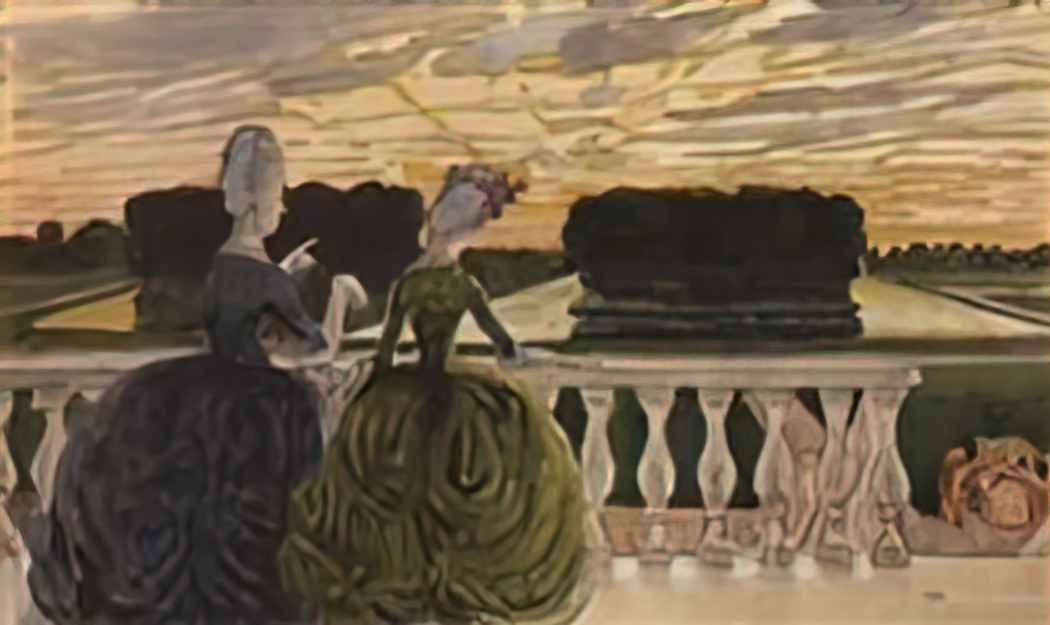 Konstantin Somov two ladies on the terrace Art A4 Photo Print