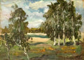 Konstantin Yuon landscape with birches Art A4 Photo Print