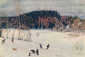 Konstantin Yuon landscape with skiers Art A4 Photo Print