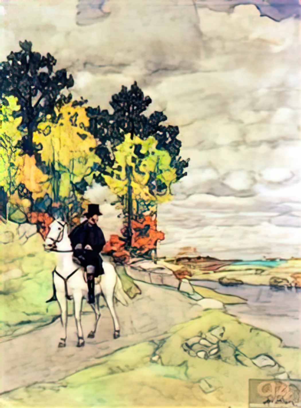 Konstantin Yuon pushkin on horseback 1949 Art A4 Photo Print