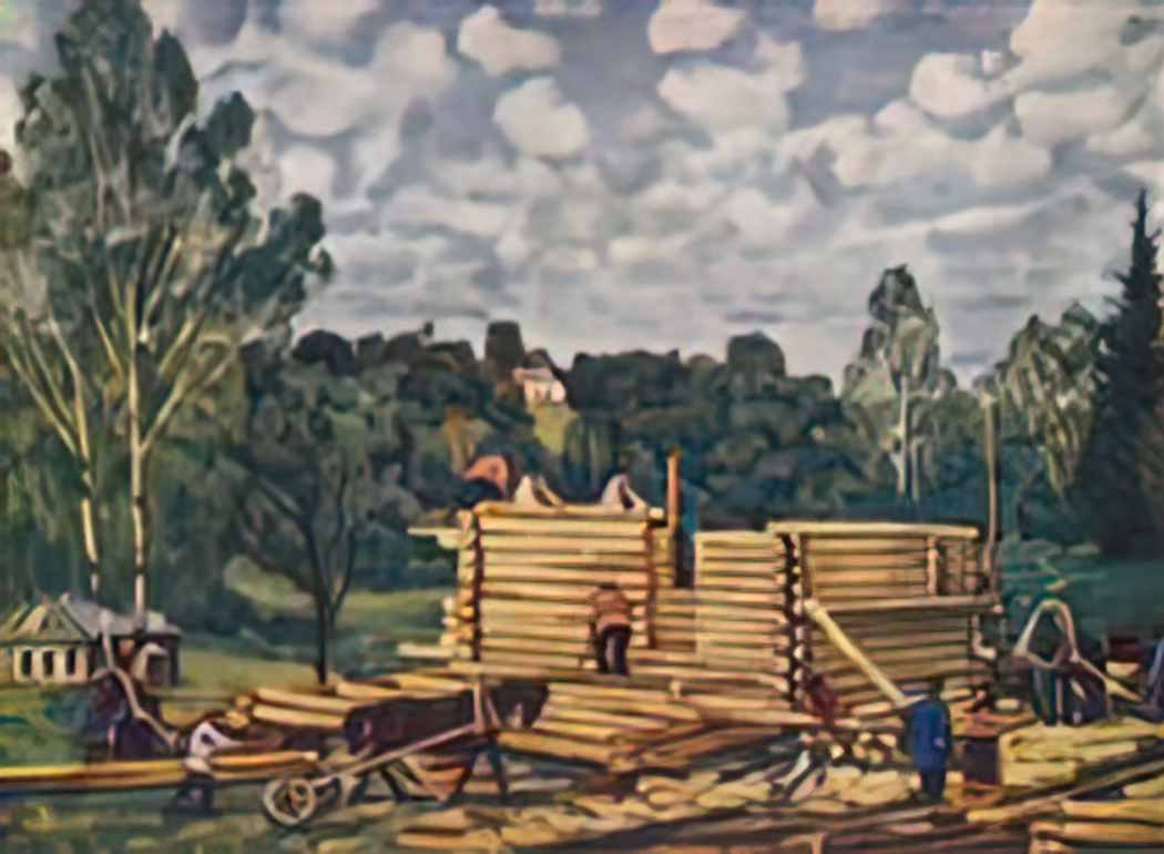 Konstantin Yuon the housebuilding Art A4 Photo Print