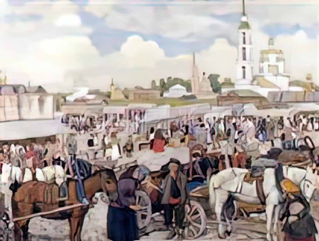 Konstantin Yuon the market in uglich Art A4 Photo Print