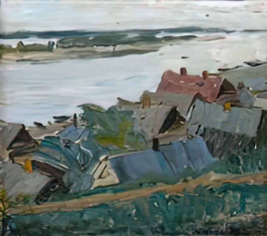 Konstantin Yuon the village on the river Art A4 Photo Print