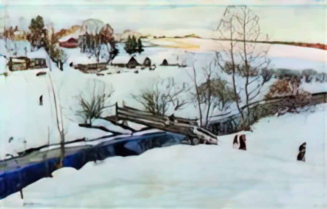 Konstantin Yuon the winter little bridge 1914 Art A4 Photo Print UK