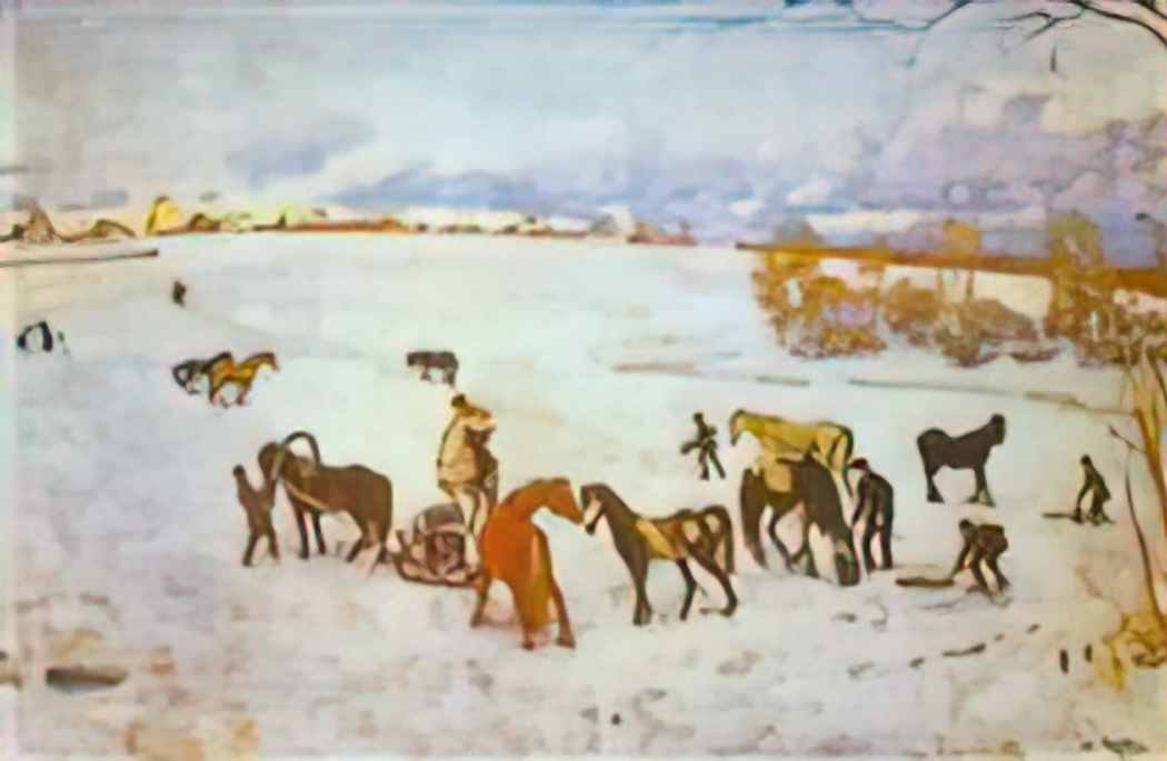 Konstantin Yuon watering ligachevo 1916 Art A4 Photo Print
