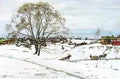 Konstantin Yuon winter black birches sergiyev posad 1921 Art A4 Photo Print