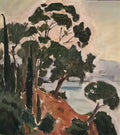 Konstantinos Parthenis landscape with cypress and pine trees on a roc Art A4 Photo Print UK