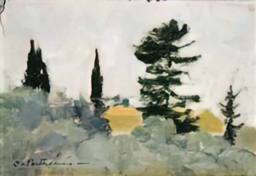 Konstantinos Parthenis landscape with cypresses 1920 Art A4 Photo Print UK