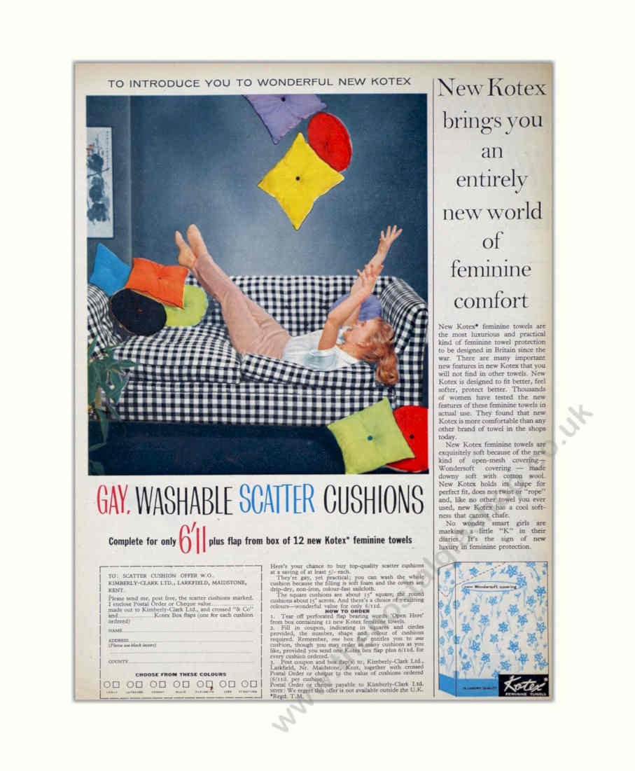 Kotex Cushion Towels Vintage Retro Advert Poster A4 Photo Print