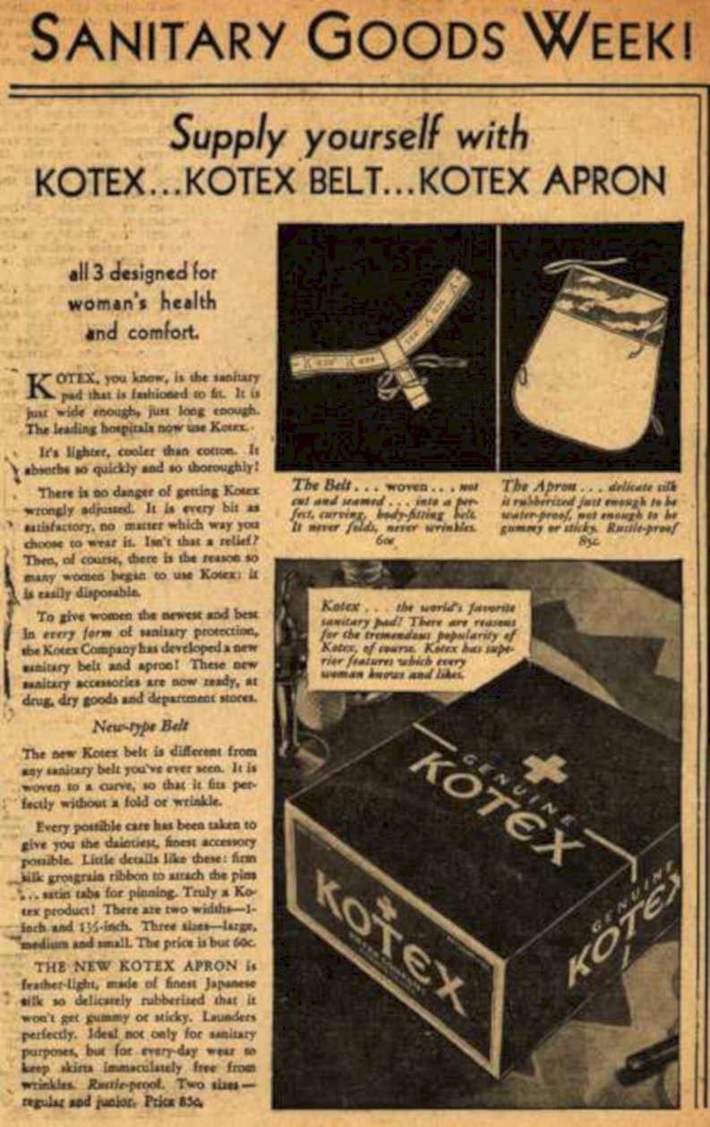 Kotex Pads 1920s Vintage Retro Advert Ads A4 Photo Print
