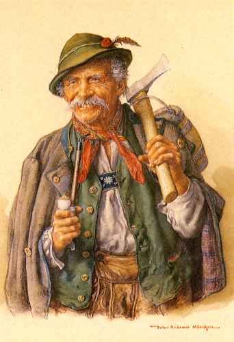 Kraemer Peter Woodcutters Mountaineers and Hunters A4 Photo Print